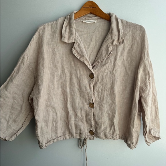 WoolOvers Tops - Woolovers 100% Light Beige Linen Button-Front Women's Top